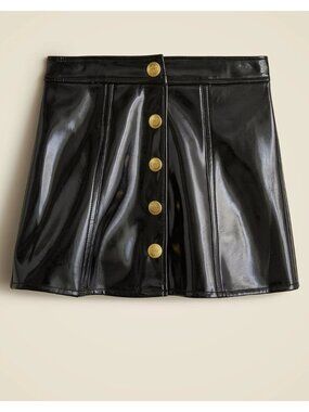 JCrew Crewcuts Girls' Collection faux patent leather mini skirt NWT Black